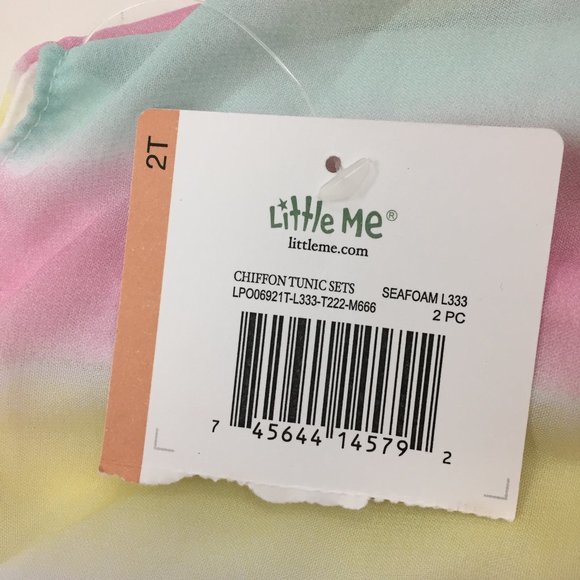 NWT Girls LITTLE ME Multi-Colored Floral Applique Chiffon Tunic Top & Pant Set - Picture 3 of 10